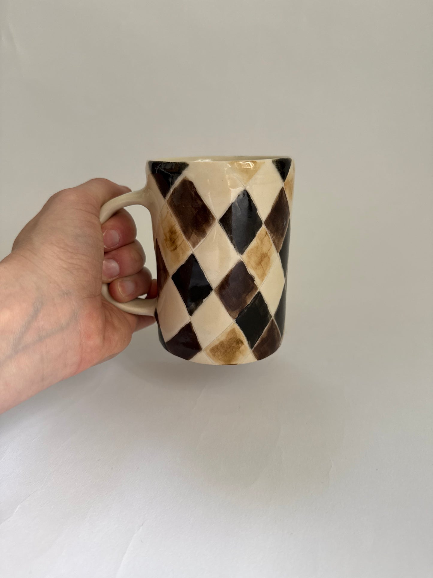 Handpainted harlequin mug