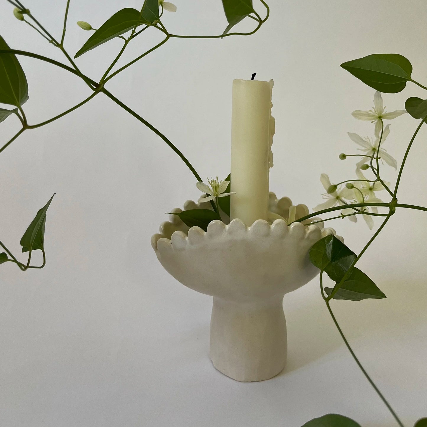 scalloped clam vase/candleholder (short)