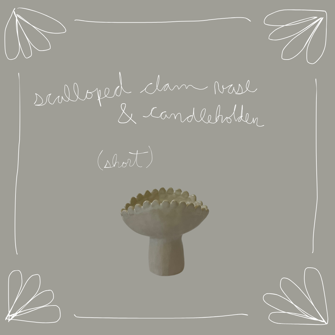 scalloped clam vase/candleholder (short)
