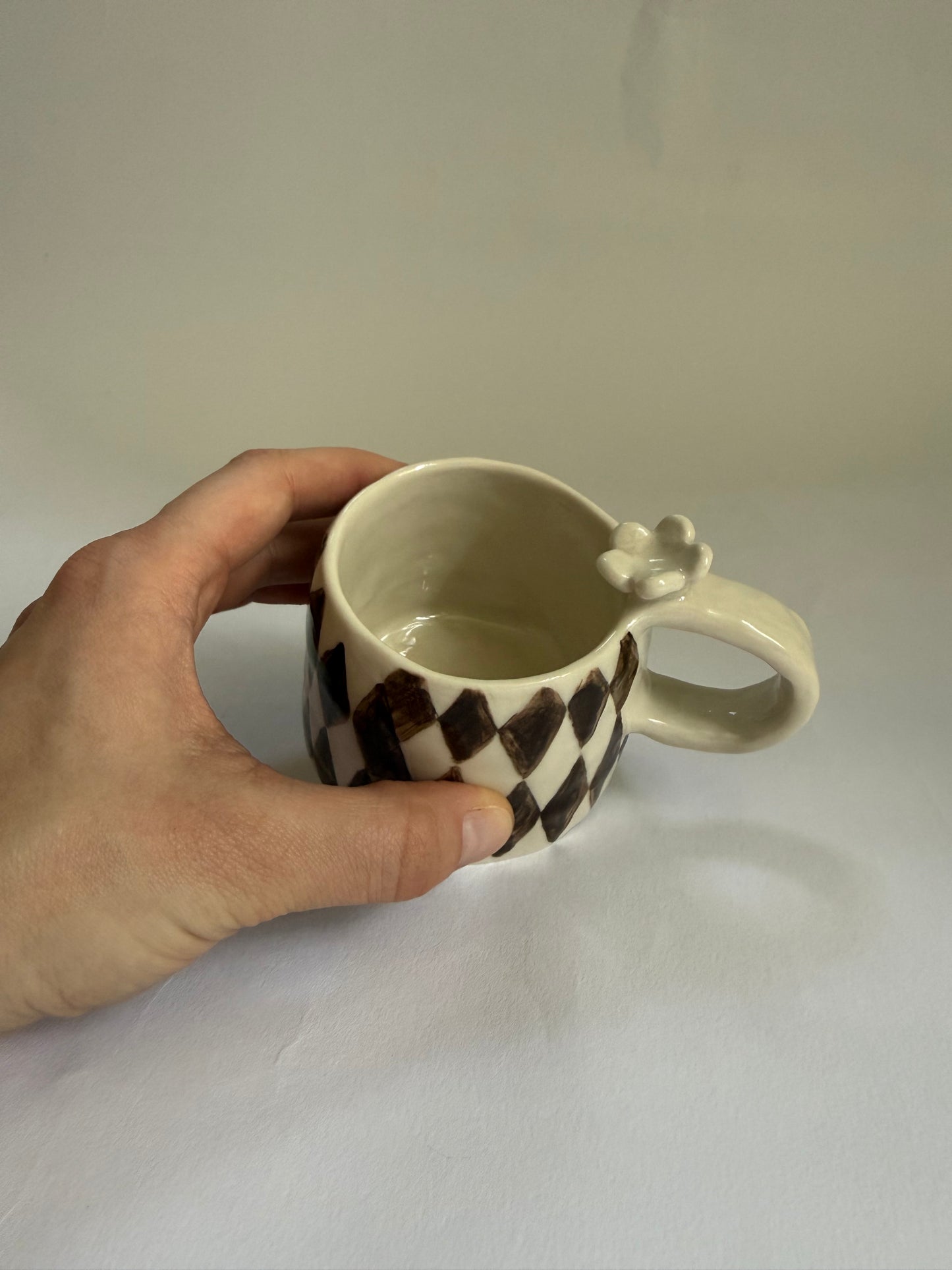 flowered check mug