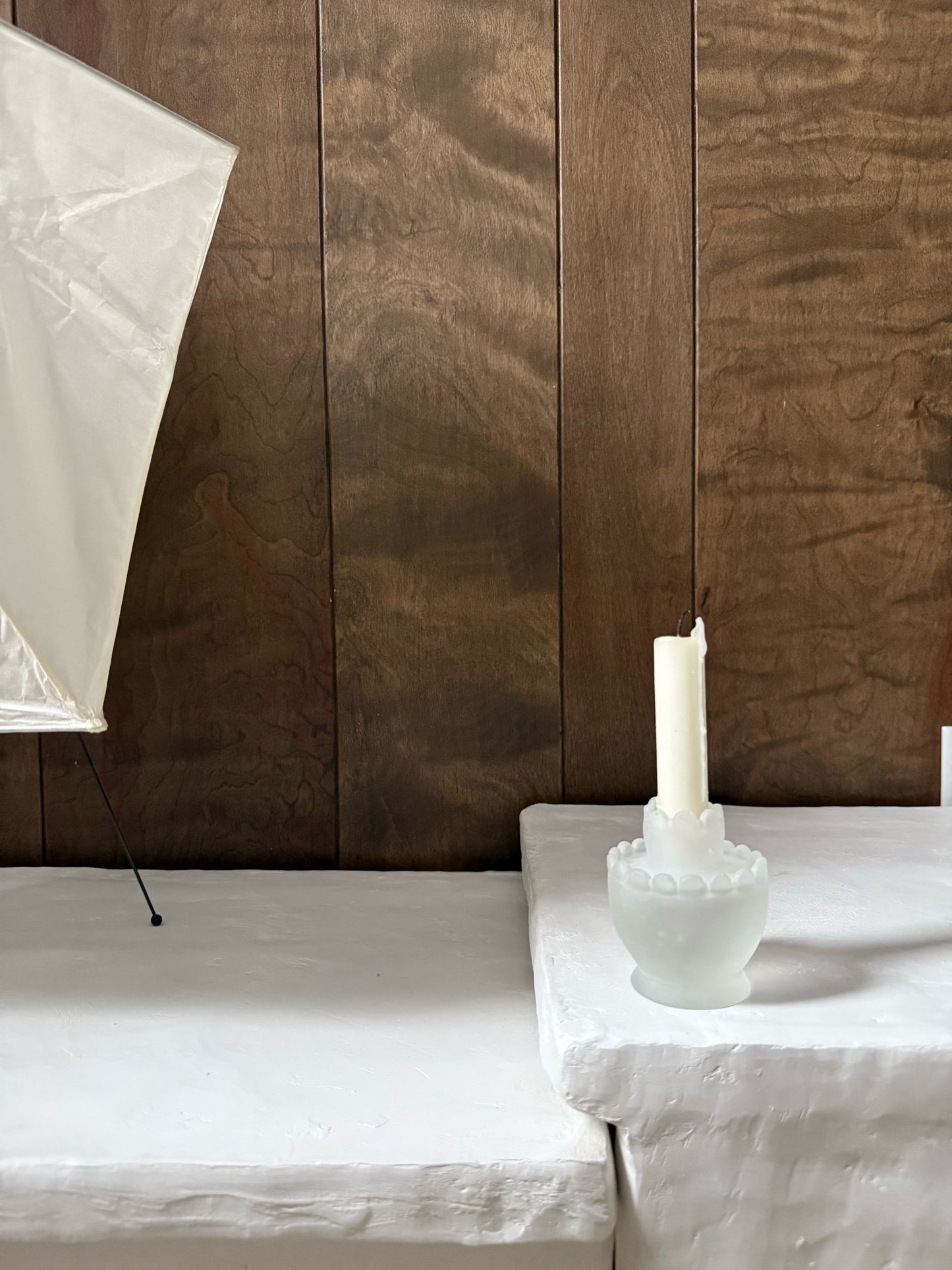 cast glass scalloped tiered candleholder