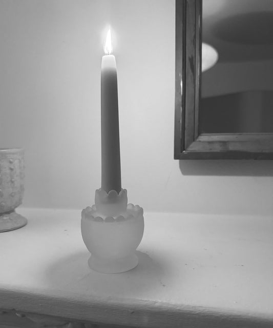 cast glass scalloped tiered candleholder