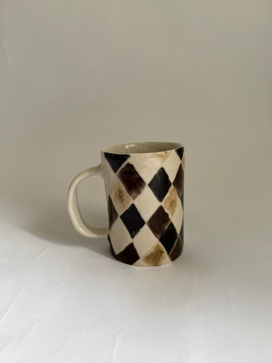 Handpainted harlequin mug