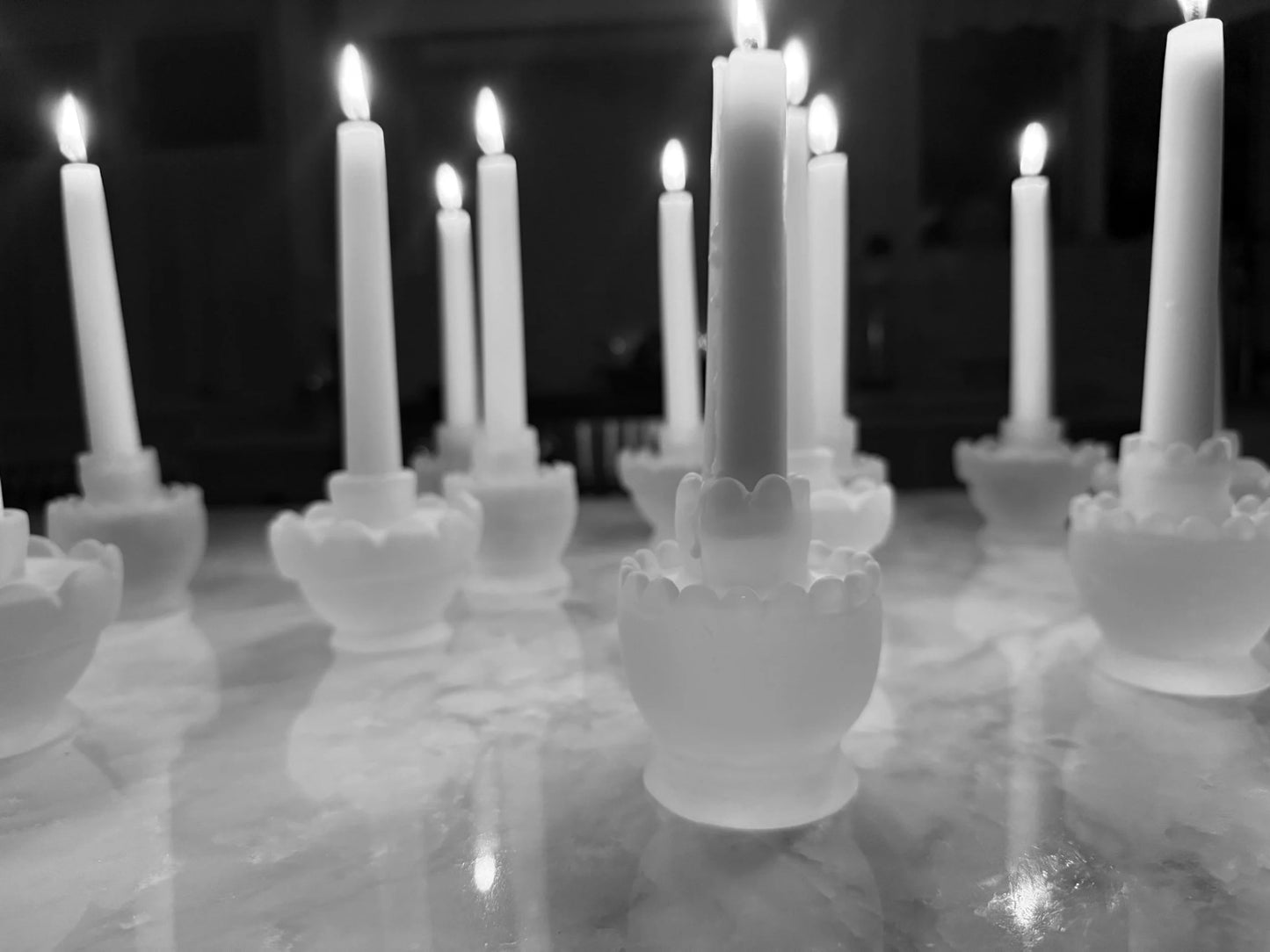 cast glass scalloped tiered candleholder